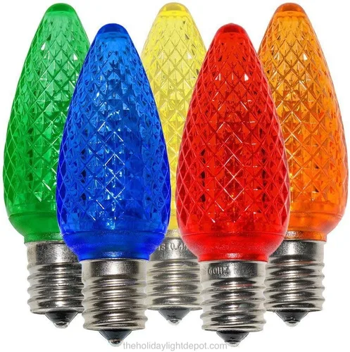 Miniatura 3 de Paquete de 25 bombillas LED C9 de repuesto para Navidad, bombillas LED facetadas, grado comercial, base intermedia E17, regulables, SMD