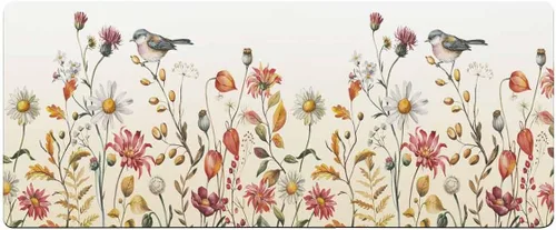 Miniatura 7 de Tapete de baño antideslizante para bañera, diseño de pájaros y flores, de secado rápido y absorbente, de tierra de diatomeas, tapete de cocina