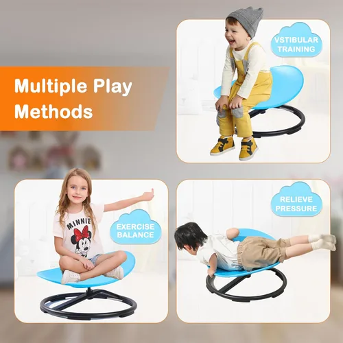 Miniatura 4 de Silla giratoria sensorial para niños autistas, silla giratoria sensorial, juguete para sentarse y girar para equilibrio y coordinación, asiento Azul
