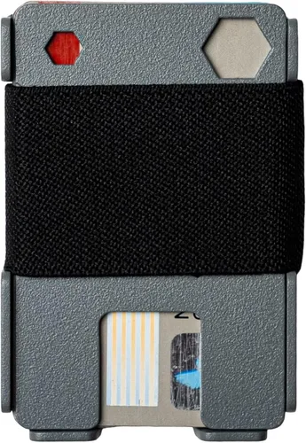 Miniatura 7 de Rugged Material Cartera minimalista - Tarjetero de bolsillo frontal con bloqueo RFID - Cartera delgada táctica de metal para hombre