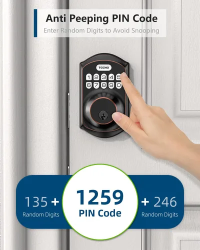 Miniatura 7 de TEEHO TE001 - Cerradura inteligente para puerta de entrada, sin llave, con teclado, con 2 llaves, bloqueo automático, de fácil instalación