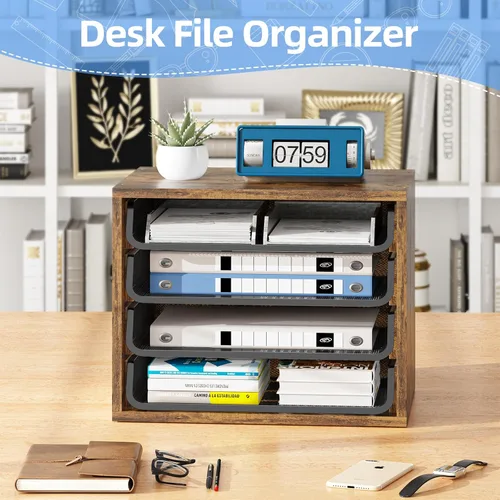 Miniatura 3 de Simple Trending Organizadores de Archivos de Escritorio, Bandeja de Cartas de 4 Niveles Organizador de Papel con Portaarchivos, Clasificador