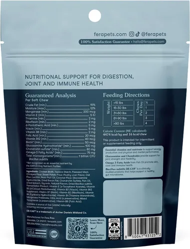 Miniatura 9 de Fera Pets Gomitas masticables multivitamínicas para perros con glucosamina y probióticos - Vitaminas y minerales esenciales para perros - Promueve