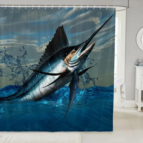 Miniatura 30 de Erosebridal Cortina de Ducha de Dinosaurio de Dibujos Animados 3D para Niños Varones Adultos Baño Selva Dino Tela Cortina de Baño 72" An x 72 L