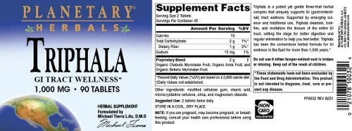 Miniatura 5 de Planetary Herbals Triphala 1000mg - 90 Tabletas