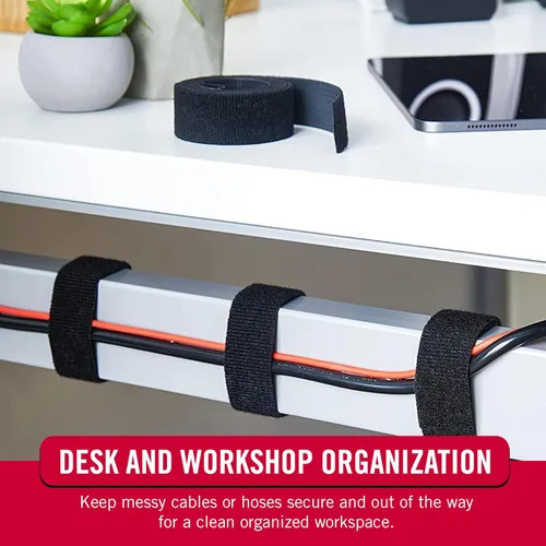 Miniatura 4 de Rollo "One Wrap" de Velcro Brand, para cables. 45 pies x 1.5 pulgadas, rollo grande, color negro, Negro