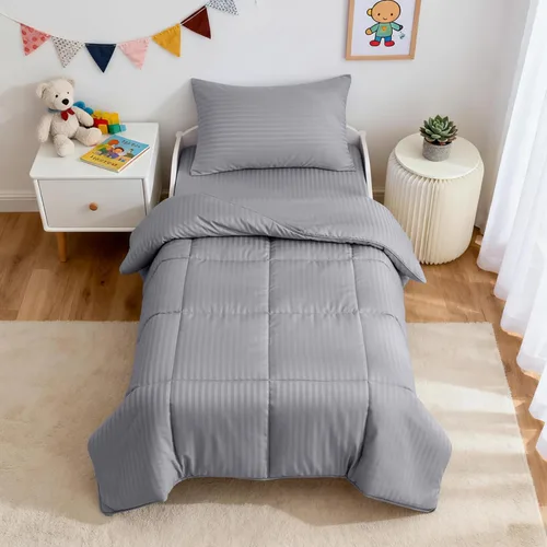 ZPECC Juego de Ropa de Cama para Niños Pequeños - Juego de Ropa de Cama Hipoalergénica para Cuna de Bebé de 4 Piezas para Niños y Niñas, Incluye