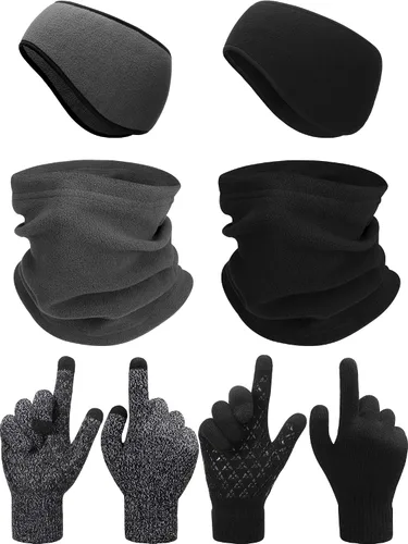 SATINIOR 6 piezas calentador de orejas calentador de orejas máscara facial polaina cuello polaina pantalla táctil guantes de punto de invierno para