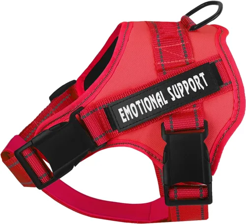 voopet - Arnés para perro de servicio, mascota de asistencia o apoyo emocional - Reflectante, transpirable y ajustable, sin tirones - Para perro Rojo