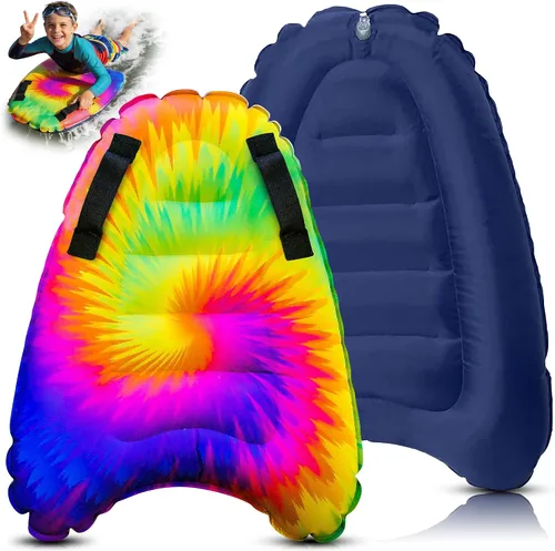 Miniatura 13 de JAMBO Tabla de surf inflable con asas, tabla de boogie para playa, tabla de surf flotante, flotadores de piscina, juguete de playa para niños