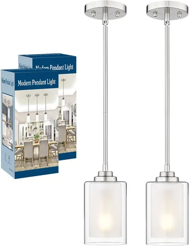 Miniatura 19 de TENGXIN Lámpara Colgante Moderna para Isla de Cocina, Accesorio de Lámpara de Techo Colgante de Oro Cepillado, Iluminación Colgante de Estilo Granja