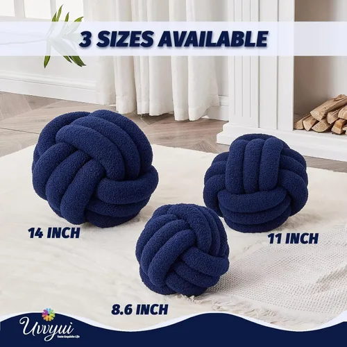 Miniatura 2 de Uvvyui Bola de almohada de nudo, almohadas decorativas suaves para el hogar, almohada redonda, almohada de felpa anudada hecha a mano, cojín redondo