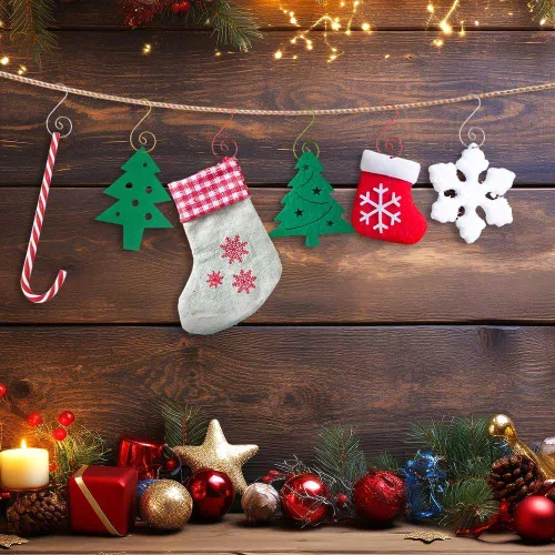 Miniatura 4 de Ganchos para Adornos, Colgadores Dorados para Adornos de Navidad, 100 Piezas de Ganchos para Adornos de Navidad, Ganchos de Metal para Adornos, Oro