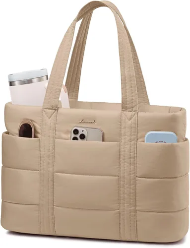 Miniatura 16 de LOVEVOOK: bolsa de mano para mujer, bolsa de trabajo grande acolchada para laptop, bolsa de viaje ligera con cremallera, regalos para mujer