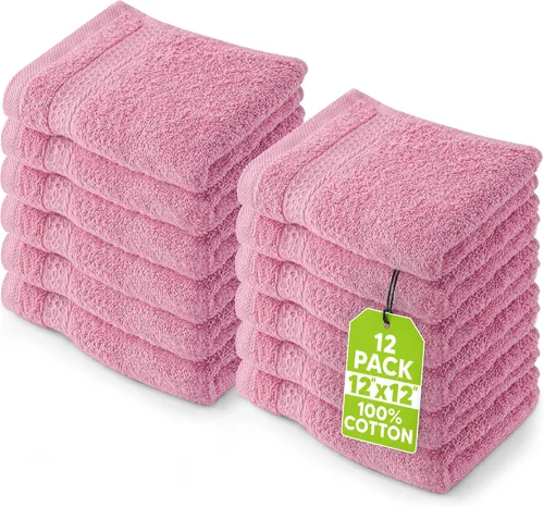 Miniatura 7 de Utopia Towels Juego de 12 toallas pequeñas (12 x 12 pulgadas), 100% algodón hilado en anillo, altamente absorbentes y suaves al tacto, esenciales