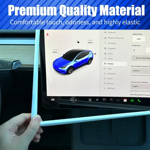 Miniatura 4 de 2 piezas marcos protectores de silicona para pantalla y espejo retrovisor para Tesla Model 3 2017-2023 y Model Y 2019-Feb.2025. (Blanco)