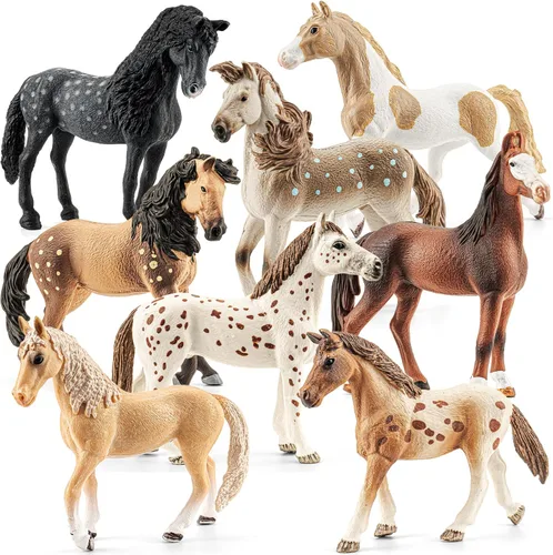 8 figuras de caballo grandes de 6 pulgadas, juguetes de animales para niños, figuras de animales de granja de plástico realistas, juguetes para