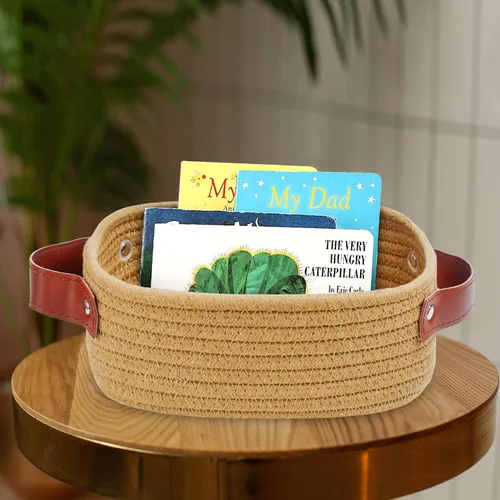 Miniatura 3 de ABenkle Cesta de almacenamiento pequeña, mini cestas tejidas de cuerda, lindo organizador de almacenamiento de estante y armario, cubo de juguetes