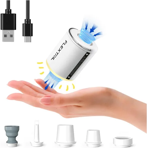 FLEXTAILGEAR Bomba de Aire Portátil con Linterna de Camping Tiny Pump 2X Bomba de Aire de 4kPa para Inflables Bomba de Colchón de Aire Recargable