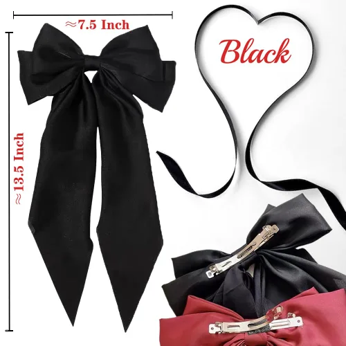 Miniatura 4 de Lazos para el cabello para mujeres - 3 piezas de grandes pinzas de cinta con borlas de cola larga, grandes pasadores de pelo para niñas