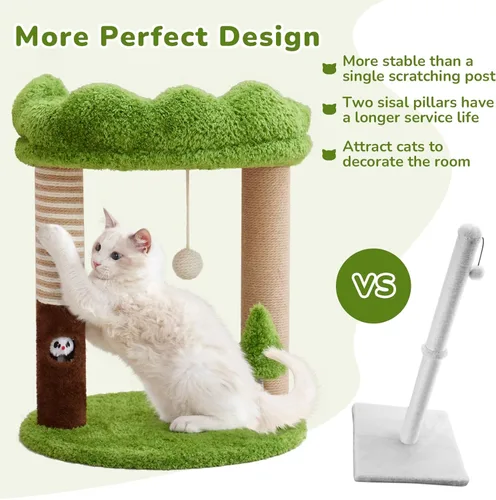 Miniatura 2 de WOOCHPET Árbol pequeño para gatos con cama de perca para gatos y cubierta extraíble, torre para gatos de 23 pulgadas de alto con 2 postes rascadores