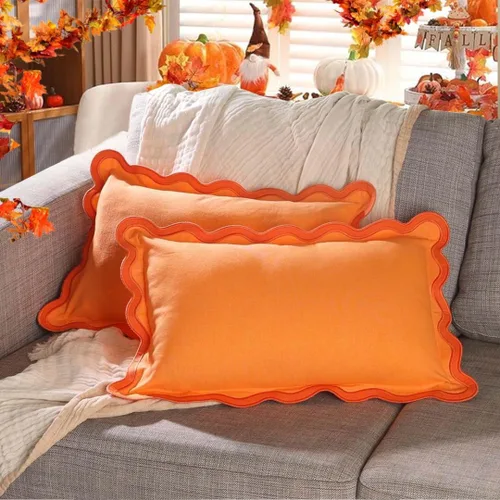 Miniatura 17 de Fundas de almohada Folkulture para sofá o para sala de estar Juego de 2 fundas de almohada (18x18) con diseño boho Fundas de almohada Rubor