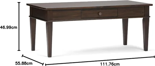 Miniatura 12 de SIMPLIHOME Carlton Mesa de café – Mesa de cóctel de transición de madera maciza de 44 pulgadas de ancho en marrón tabaco oscuro, mesa clásica