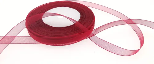 Miniatura 10 de Dxeud Cinta de organza transparente (roja, 1/2" x 50 yardas)