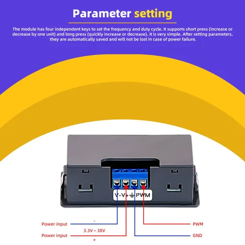 Miniatura 5 de Generador de señal ajustable, frecuencia de pulso PWM ciclo de trabajo rectangular onda cuadrada generador de señal DC 3.3-35V 5-30mA módulo