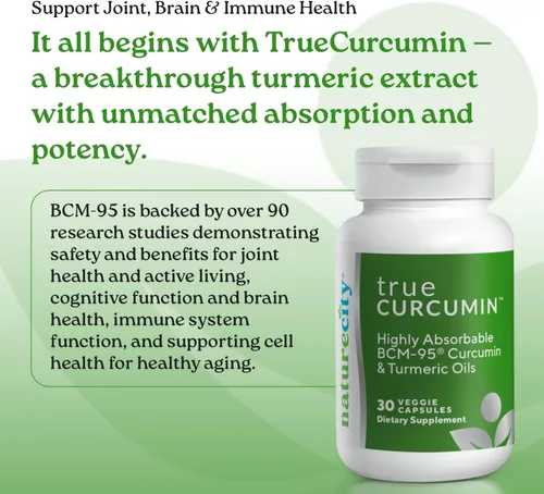 Miniatura 4 de NatureCity True-Curcumina Suplemento de cúrcuma – Cápsulas de cúrcuma y curcumina sin OMG – Fórmula de curcumina BCM-95 para una mayor absorción