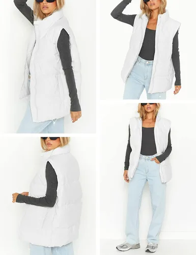 Miniatura 9 de Athlisan Chaleco acolchado con cremallera para mujer, cuello alto, sin mangas, acolchado