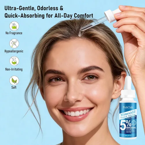 Miniatura 4 de 5% de minoxidil con biotina para hombres y mujeres – Suero para el crecimiento del cabello y la barba, unisex, suave, paquete de 2 (total 4.06 fl oz)