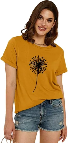 Miniatura 3 de Cicy Bell - Camiseta de manga corta para mujer, de verano, estampada con lindo gráfico de diente de león