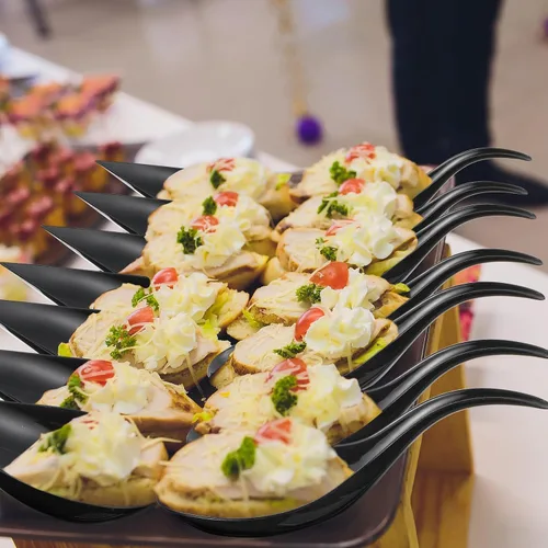 Miniatura 7 de Tessco - 400 mini cucharas de plástico para aperitivos de 4 pulgadas, platos desechables de degustación, cucharas de sopa asiática para salsas