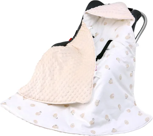 Miniatura 9 de Manta de invierno para asiento de automóvil para bebés, manta de asiento de automóvil Minky Dot para bebés recién nacidos, ajuste universal para Hoja