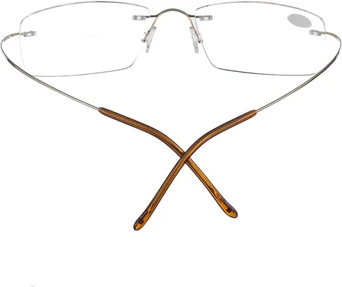 Miniatura 3 de Jcerki Lentes de lectura bifocales de aleación de titanio súper ligeros, para hombres y mujeres, lentes de lectura sin montura + estuche para lentes