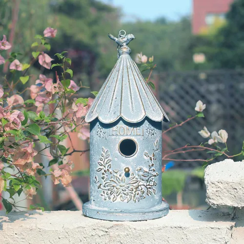Miniatura 3 de Casas de pájaros colgantes de metal para exteriores, casitas de pájaros para exteriores, nido de pájaros único para pájaros azules, pajarillos