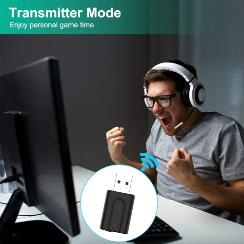Miniatura 3 de Adaptador receptor transmisor Bluetooth 5.0, transmisor de audio inalámbrico portátil de 0.138 in, dongle para TV/PC/auriculares/estéreo