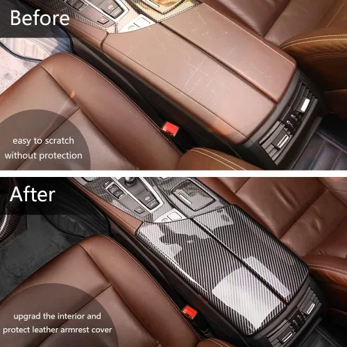 Miniatura 4 de para BMW Serie 5 E60 E61 F10 F11 G30 G32 2004-2021 Cubierta de Caja de Reposabrazos de Coche Color Fibra de Carbono Caja de Consola Central Panel