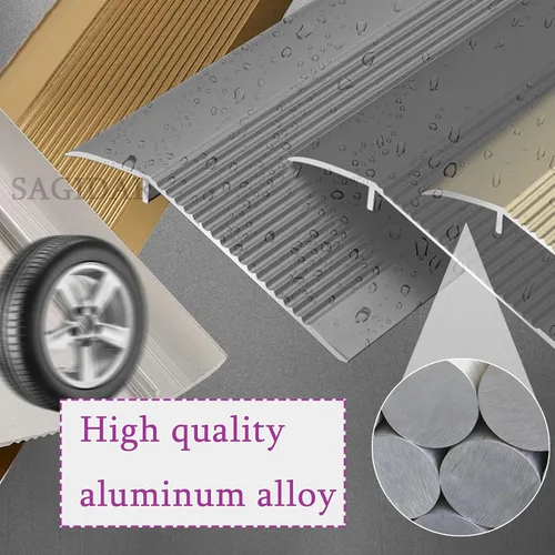 Miniatura 5 de SAGIDAR Tiras de transición de aluminio para puerta, rampas de umbral de metal de 3.9 in de ancho, tira de borde de alfombra antideslizante, suave