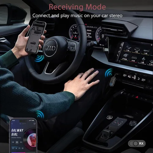 Miniatura 4 de LOFICOPER Adaptador Bluetooth 5.3, transmisor Bluetooth inalámbrico 2 en 1 y receptor para vuelo, automóvil, auriculares, estéreo doméstico, TV Negro
