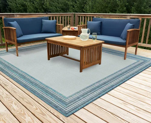 Miniatura 26 de Liora Manne Carmel - Alfombra tejida de perfil bajo de fácil cuidado para interiores y exteriores, color aguamarina, 6 pies 6 pulgadas x 9 pies 4