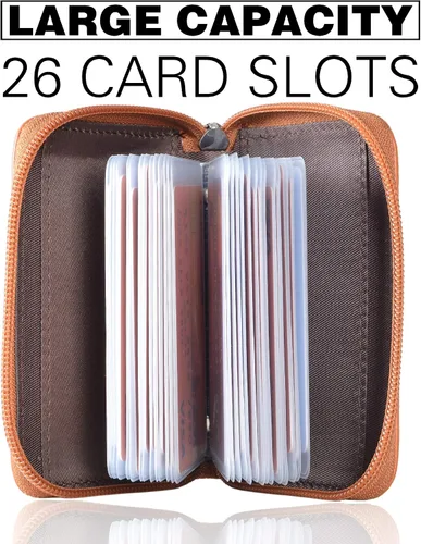 Miniatura 2 de Easyoulife billetera para tarjetas de crédito de cuero auténtico con espacio para 26 tarjetas