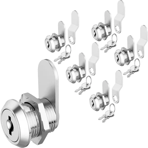 Miniatura 14 de Paquete de 3 cerraduras de gabinete con llaves, cerraduras de cajones de 1-1/8" con llave similar, cerraduras de leva para RV para puerta