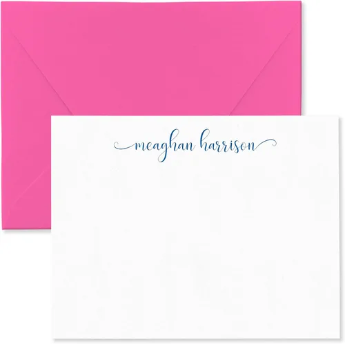 Miniatura 14 de Tarjetas de notas estacionarias personalizadas y sobres para mujeres con nombre en letra cursiva minúscula, elija colores de tinta y sobres