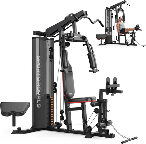 Miniatura 10 de Sportsroyals Home Gym, Multifunctional Gym Equipment, Workout Equipment with 150LBS Weight Stack, for Leg Press, LAT Pull Down, Chest Presses