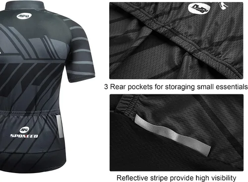 Miniatura 5 de sponeed Jersey de ciclismo Trajes de manga corta para hombre, ropa de bicicleta de carretera, pantalones cortos acolchados