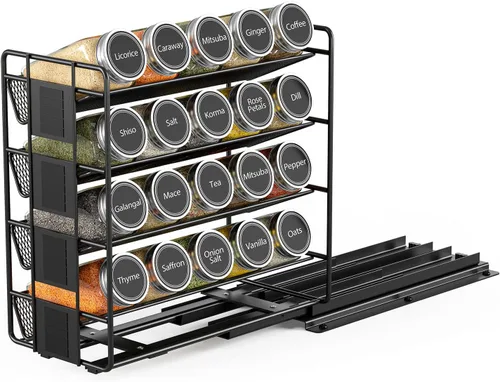 Miniatura 2 de SpaceAid Organizador de especias extraíble con 20 tarros, organizador de condimentos deslizante resistente para armarios de cocina, con 801