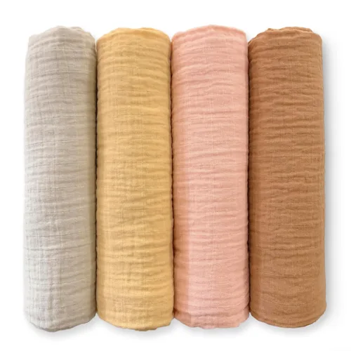 Miniatura 20 de SwaddleDesigns Juego de 4 mantas de muselina de algodón para bebé, niño y niña, mantas neutras para recién nacido, registro de bebé y regalo, 46 x