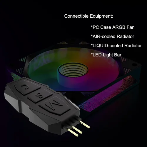 Miniatura 3 de DS Mini ARGB Kit de controlador de ventiladores de PC con función de juego uno a uno para ventiladores RGB de carcasa de computadora, disipador